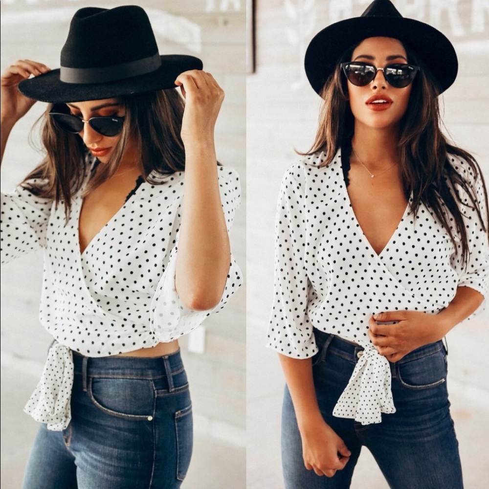 Polka Dot Wrap Top